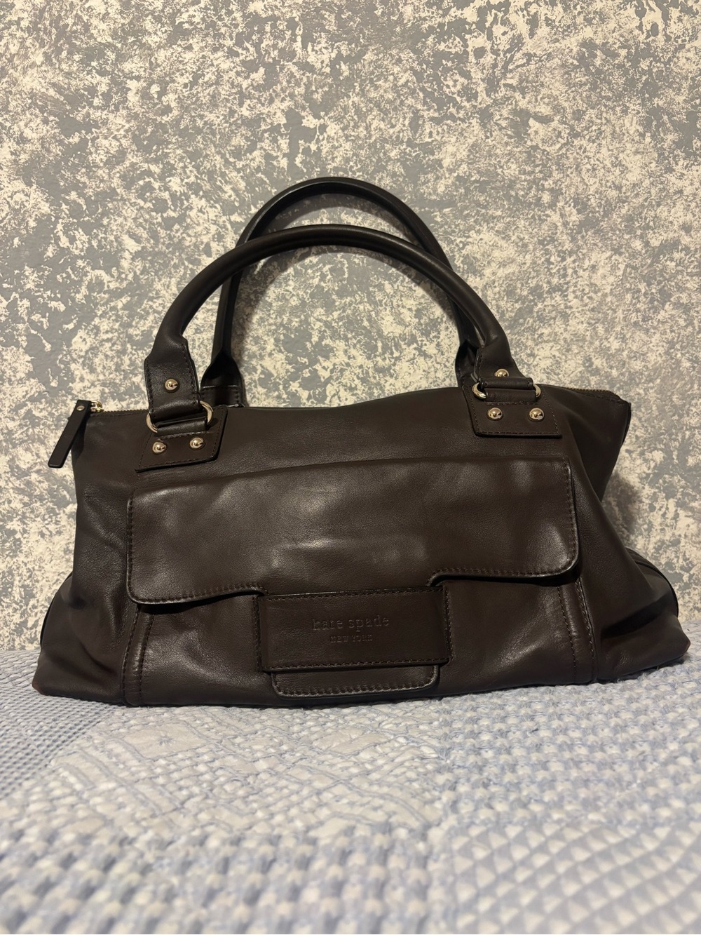 kate spade Dark Brown Leather Handbag with Top Handles